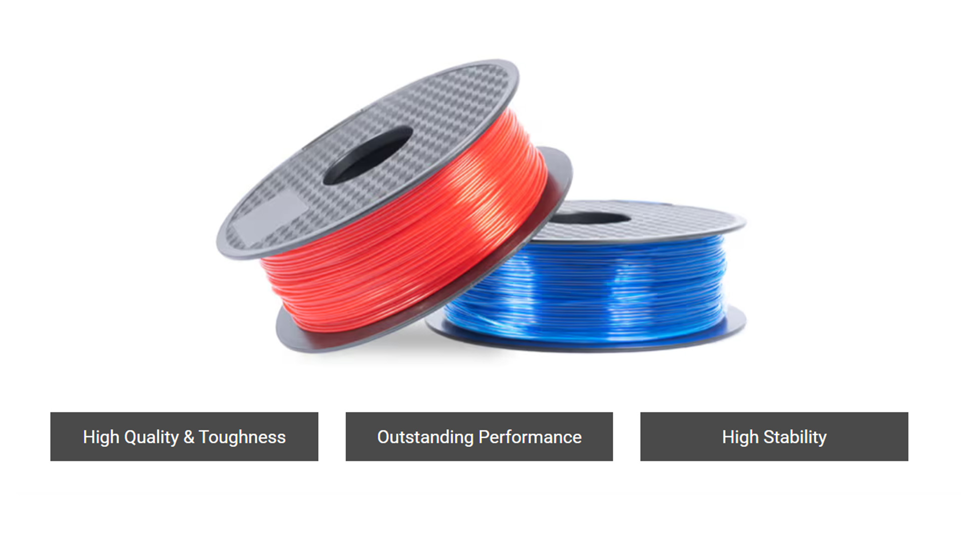 Blue and red PETG filaments.