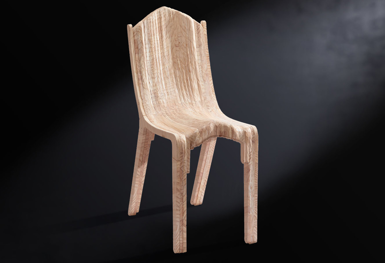 High-precision pine wood chair model made by CNC.