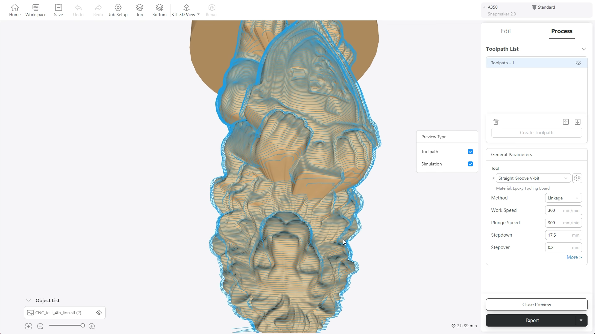 Modify the settings in the Luban software to prepare for CNC processing.