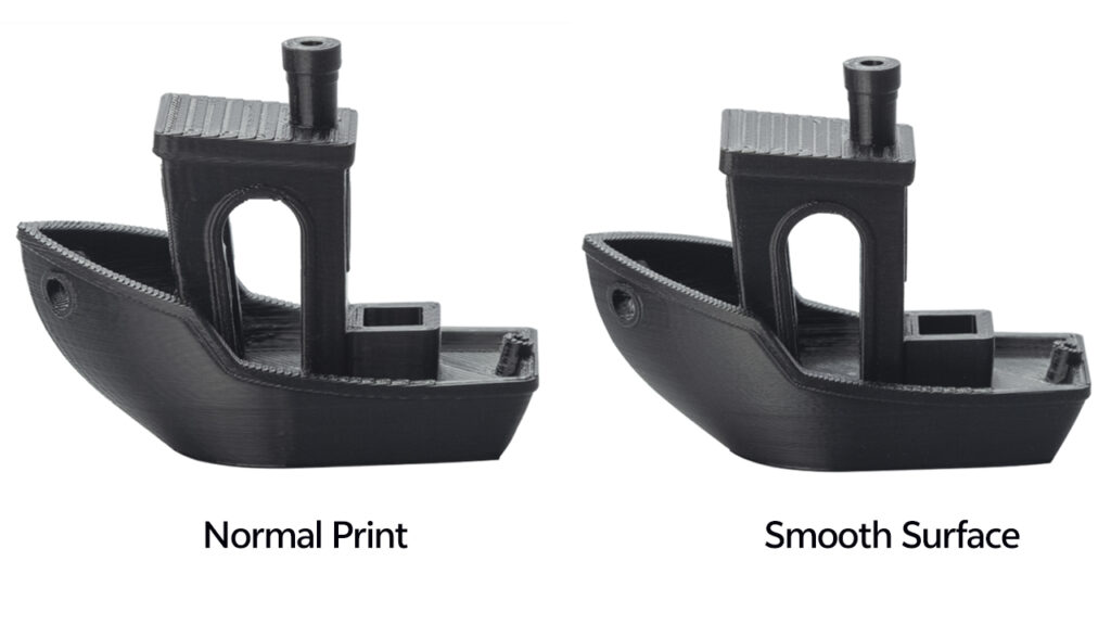 Normal and smooth surface Benchy printing