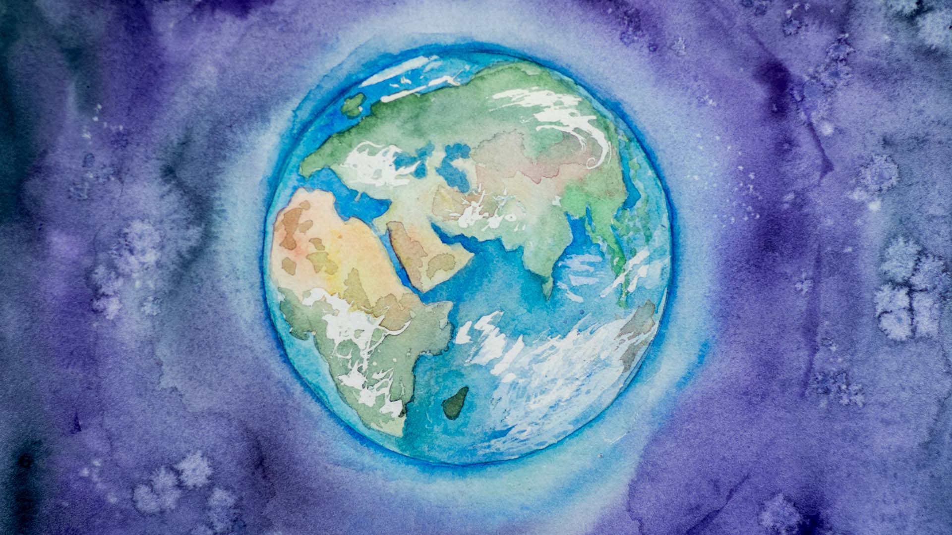 Watercolor painting of the Earth from space